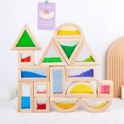 Blocos de construção de luz e sombra, blocos coloridos translúcidos com janela colorida, brinquedo de construção para reconhecimento de cores, blocos de arco-íris de acrílico, materiais de ensino geométrico