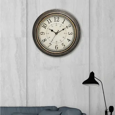 Relógio de parede de sala de estar retro desgastado estilo nórdico, relógio de decoração de parede moderno, segundos silenciosos
