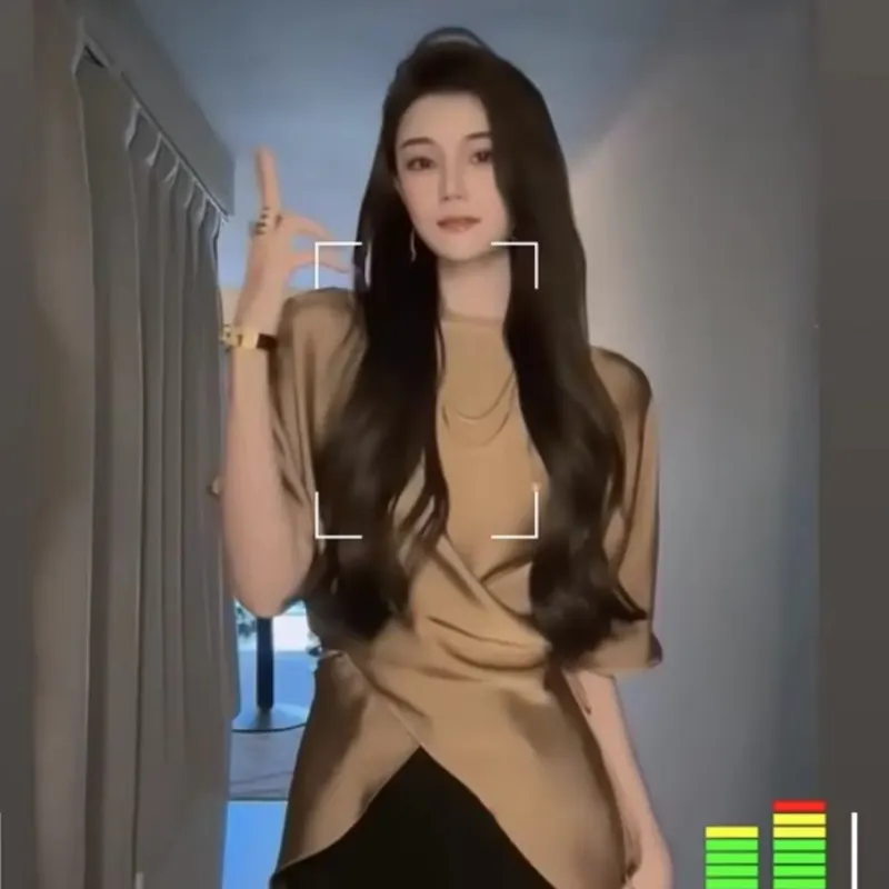 신상 디자인 불규칙 패션 슬리밍 크로스 셔츠