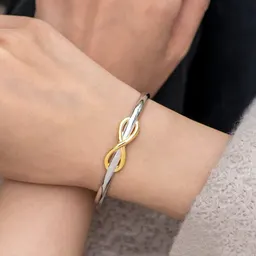 Nueva Pulsera Doble Color Oro y Plata Lazo Suerte 8