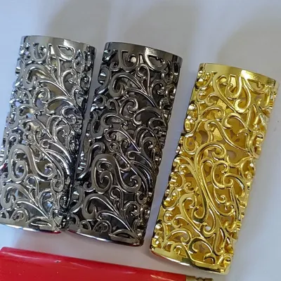 Tun-906-2 metall ihålig välståndsblomma tändarefodral med Bic J6 mekanism