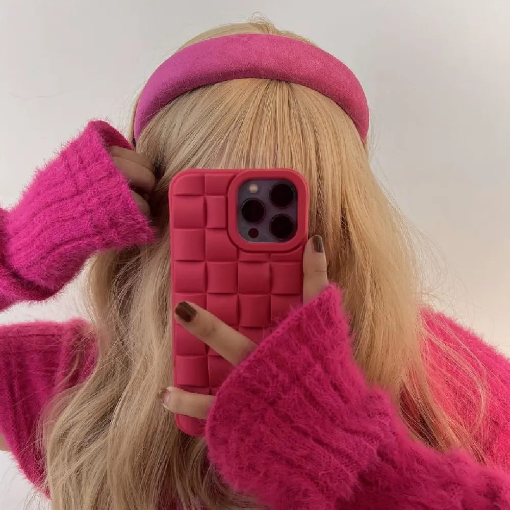 Faixa de cabeça de camurça de outono e inverno, com coroa alta, cor vermelha-rosa brilhante