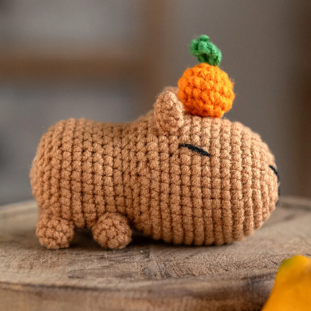 Kit de crochê, pacote de materiais, boneca de capivara de pelúcia, kit de tricô DIY manual para presente de Natal e Ação de Graças