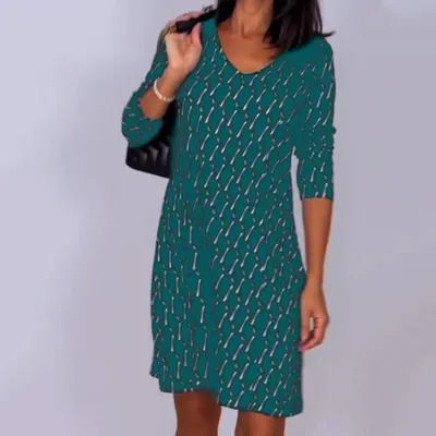 Långärmad klänning gatustil plus size kvinnokläder
