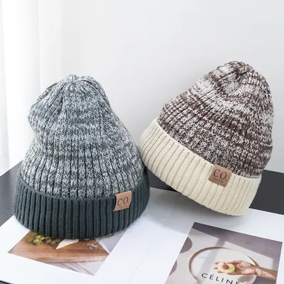 Chapéu de cabeça de tricot com veludo extra, que afina o rosto, chapéu resistente ao vento e quente