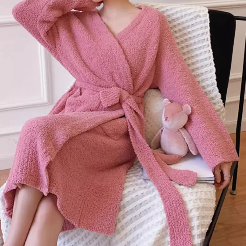Robe de Banho Feminino Invernal Espesso, Flanela Quente