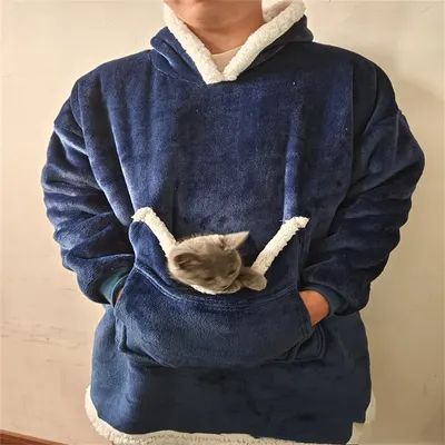 Pijama com capuz reforçado, manta quente, capuz largo