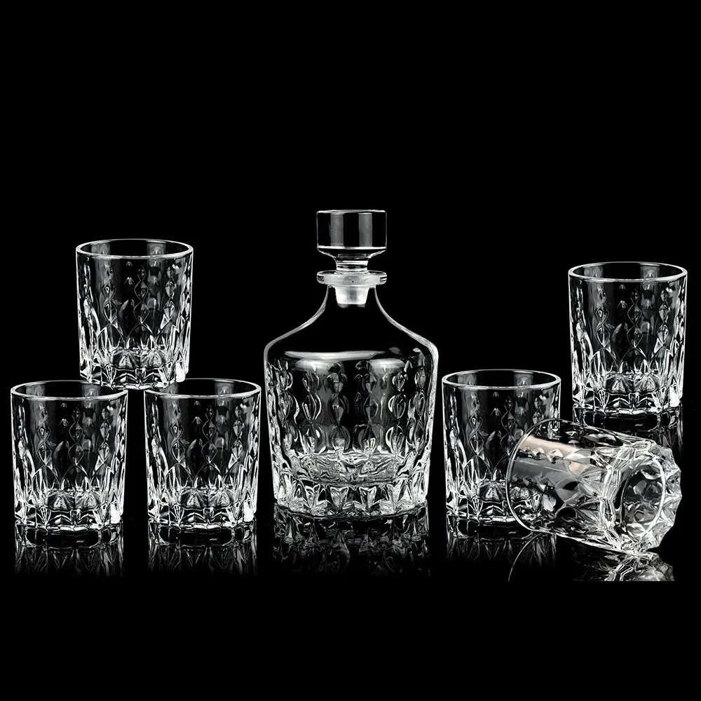 Conjunto de licor de uísque, 1 jarro e 6 copos, conjunto de vidros para vodka