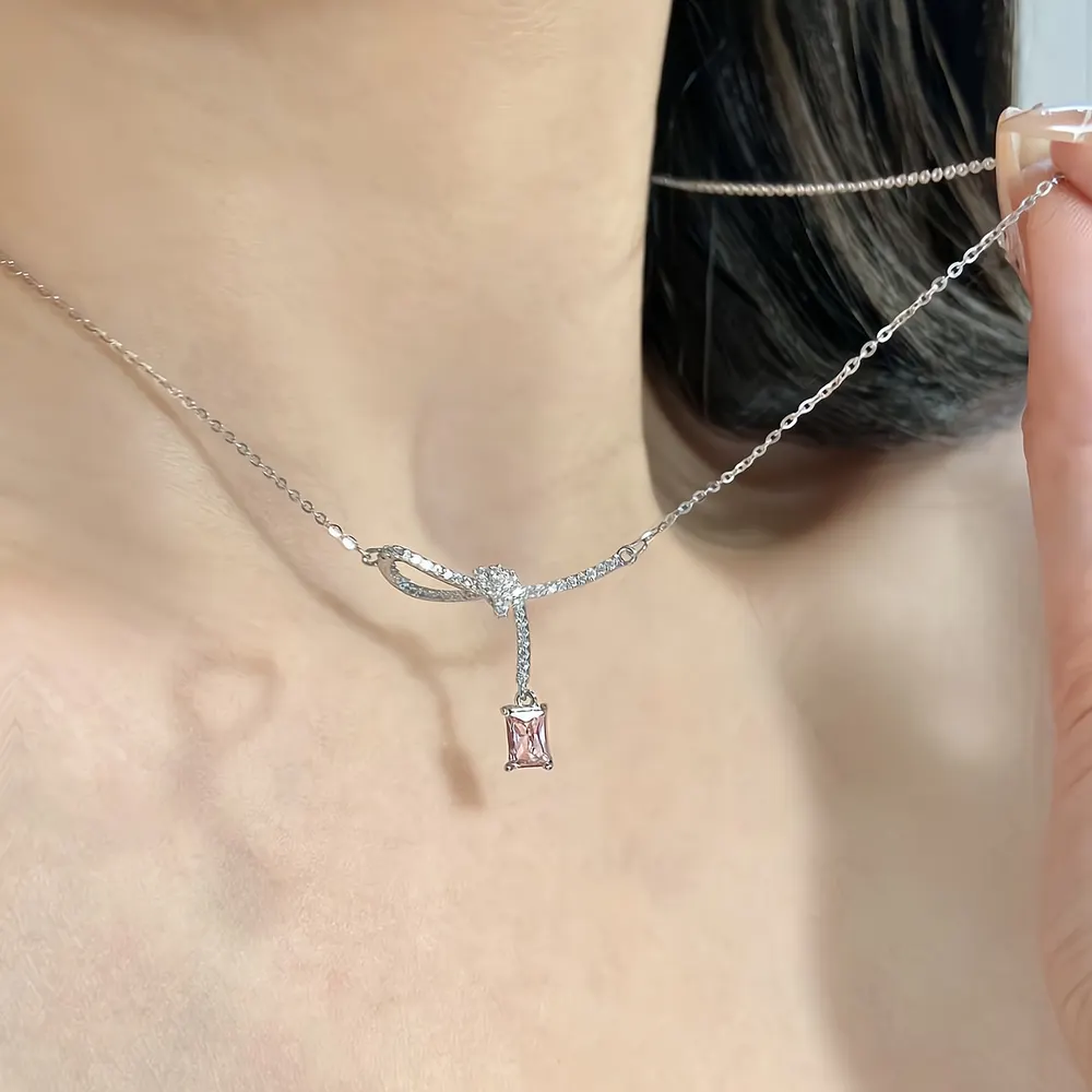 HEFANG Aurora Collar Pequeño Cubo de Azúcar Nudo de Cinta