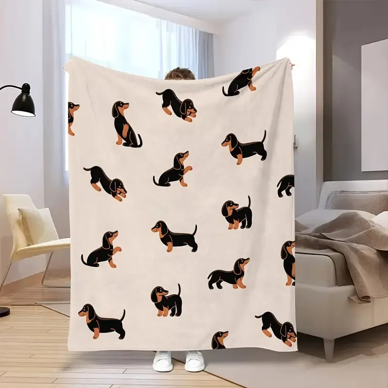 Manta de dachshund, manta quadrada de flanela, impressão digital