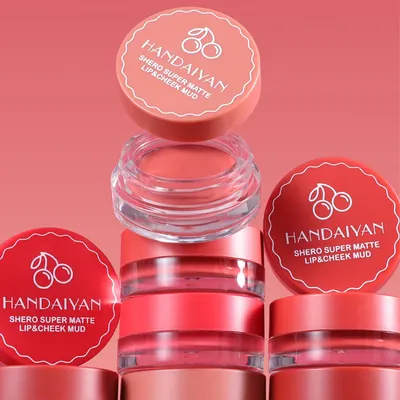 Lama labial mate transfronteiriça, batom mate duradouro, Handaiyan, lama labial dual-uso para lábios e bochechas, à prova de água, venda por grosso