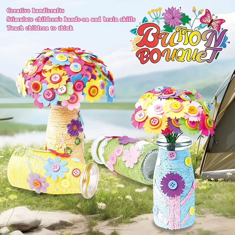 Buquê de botão de flor, buquê de ilustração DIY