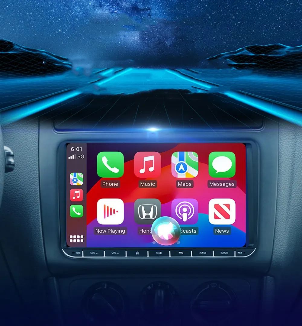 Aplicável a máquina de navegação Android integrada para carro Volkswagen de 9 polegadas, sistema de navegação de carro com ecrã táctil HD IPS e interligação de telemóvel