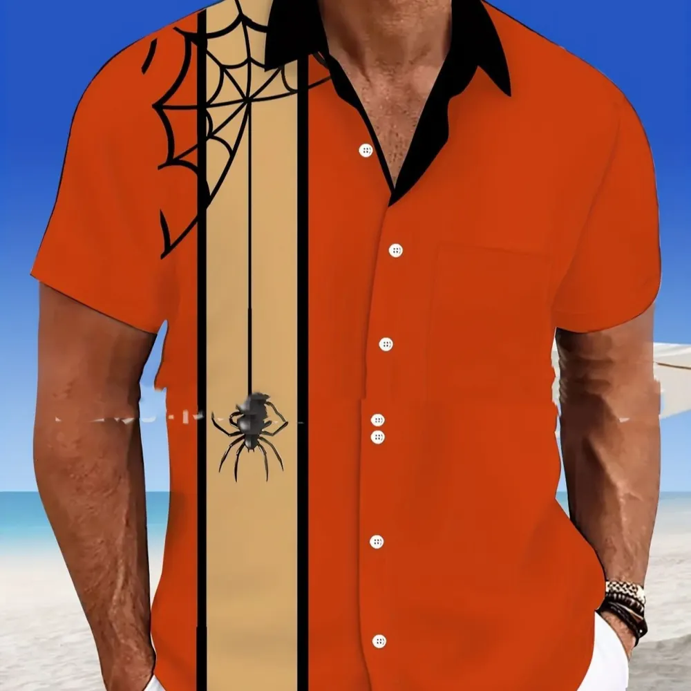 Hawaii 3D-tryckt skjorta Amazon oberoende station populär upprätt krage kortärmad skjorta stödjer anpassad design och provtryck