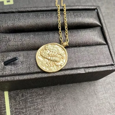 中古项链 十二星座镀金项链 简约休闲圆牌项链 街头潮酷星座项链