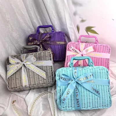 Imiterad Rattan Väska Presentförpackningslåda
