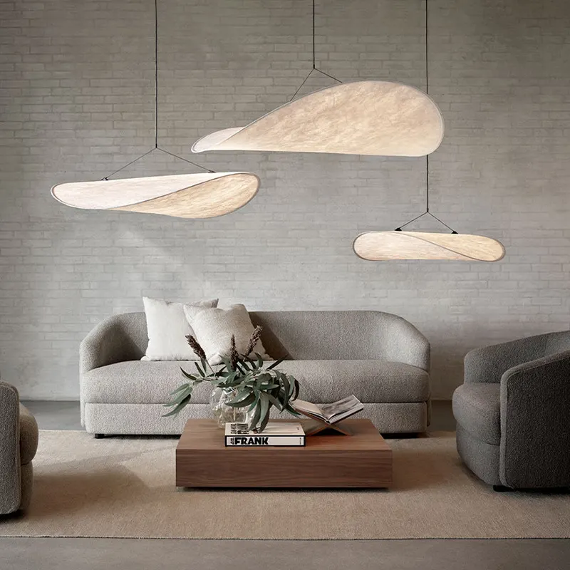 Nordisk designer modern vandrarhem vardagsrum sovrum matsal retro wabi-sabi stil hotell japansk non-woven taklampa