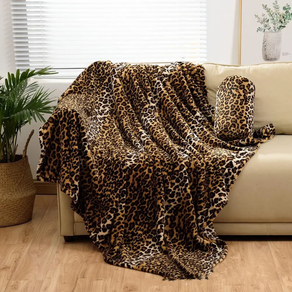 Amazon utrikeshandel estetisk leopardmönster super mjuk kuvertfilt, bok varm fleece meddelande bokomslag-filt