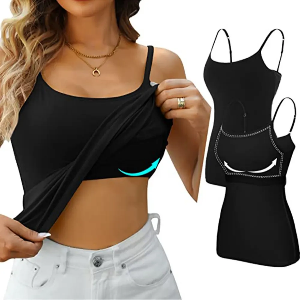 Europeisk och amerikansk kvinnors fashionabel trådlös integrerad camisole med bröstdynor, ingen behövs, justerbara axelband