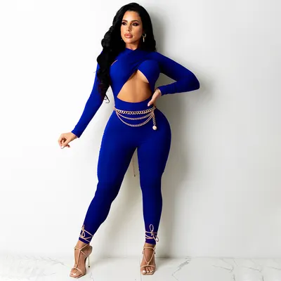 Sexy korsband enfärgad jumpsuit