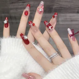 オリジナル実写 ハンドメイド 付け爪 プリンセス フレンチ ロング ジェントル ロマンチック マニキュア 付け爪 ネイルシール 業務用