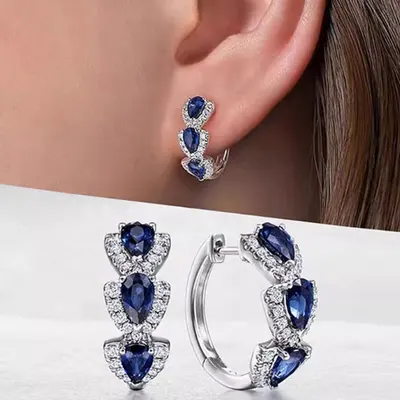 Brincos de argola com zircónio Klein, acessórios elegantes para socialites, estilo de revista retrô, brincos de fecho, presente