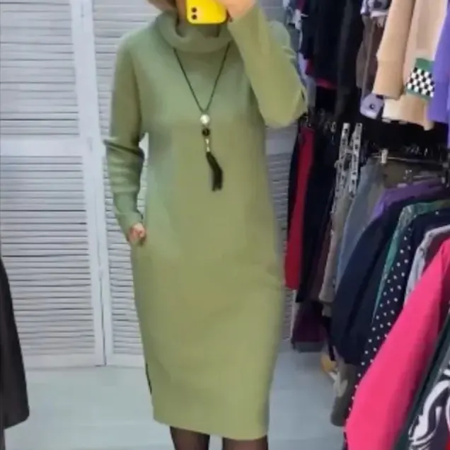 レディースプルオーバー 2023年秋/冬新作 スリムフィット ミディドレス オーバーザニーベースドレス