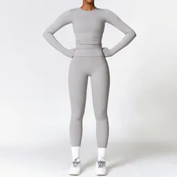 紧身抓绒瑜伽服速干健身服冬季户外跑步运动套装女
