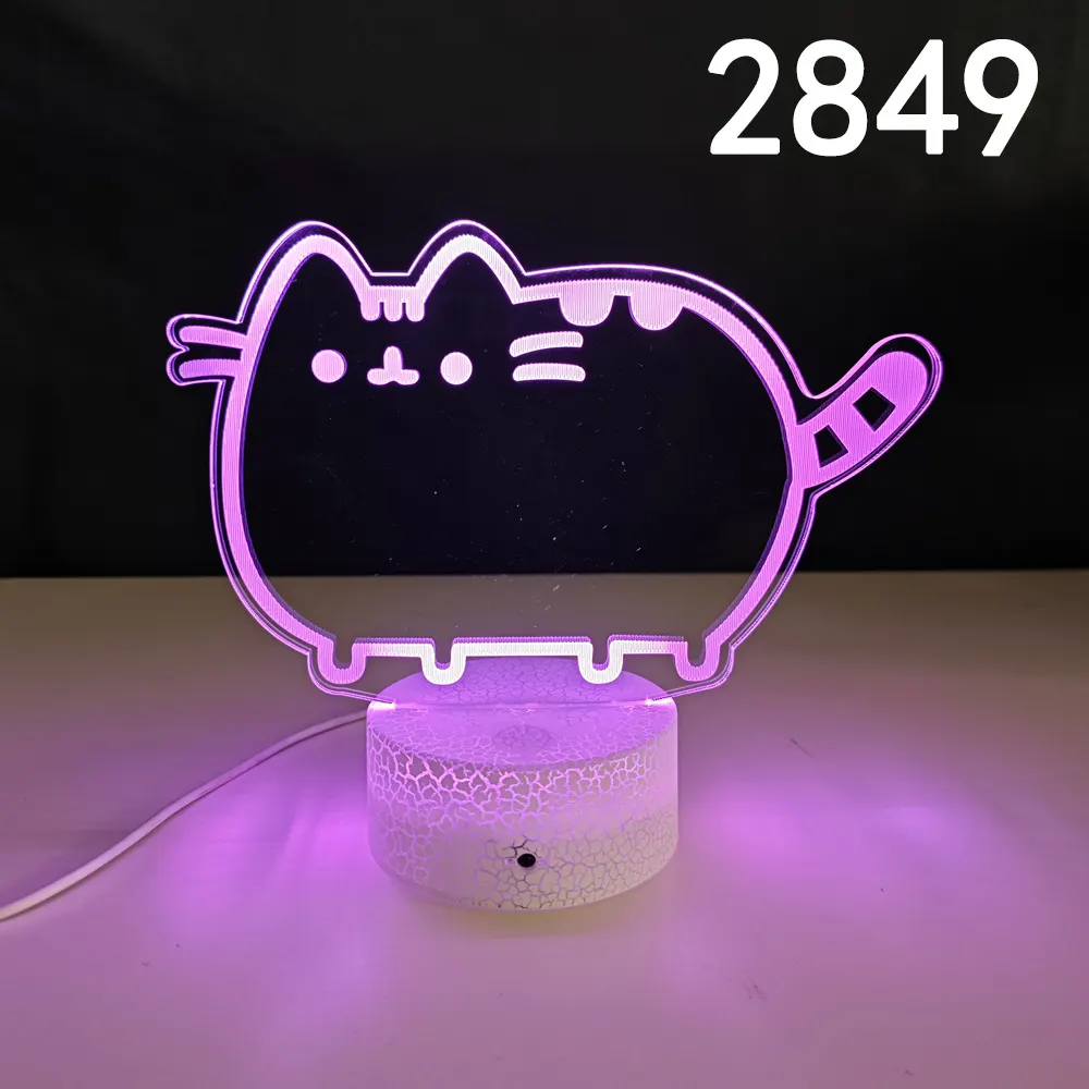 Luz noturna 3D de acrílico, sete cores