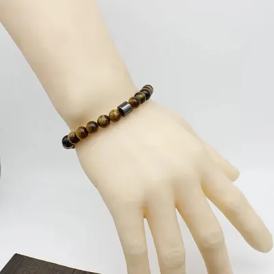 Pulseira de pedra olho de tigre natural europeia e americana para homens, pedra pictórica, hematita preta, pulseira de labradorita