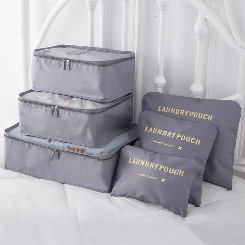 Bolsa de Almacenamiento para Viaje, Maleta, Ropa, Ropa Interior, Organizador, Juego de Seis Bolsas de Almacenamiento Portátiles para Viaje de Negocios