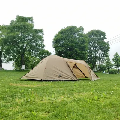 Tenda para família de acampamento selvagem de luxo ultra-leve para três pessoas, um quarto e uma sala, com vara de alumínio, resistente a chuvas fortes, equipamento para exterior