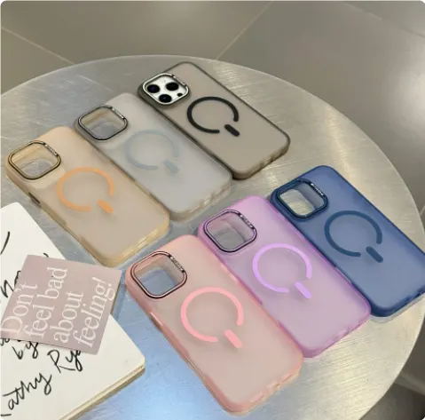 حافظة مغناطيسية هلامية بسيطة لـ Apple 16 Pro Max، iPhone 15، مريحة للجلد، مضادة للسقوط