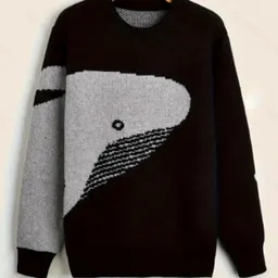 2024 Otoño/Invierno Estilo Japonés Dibujos Animados Ballena Suéter Cuello Redondo Hombre Moda Pareja Casual Suelto Jersey de Punto Versátil