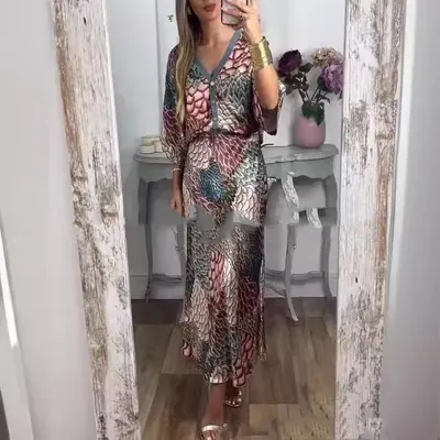 Skjort Kortkjol Löst Tryckt Casual Set