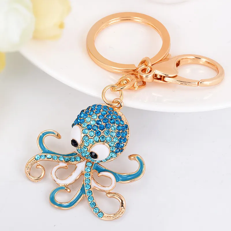 Chaveiro de strass em forma de polvo, novo, fashion e personalizado, pingente para bolsa feminina