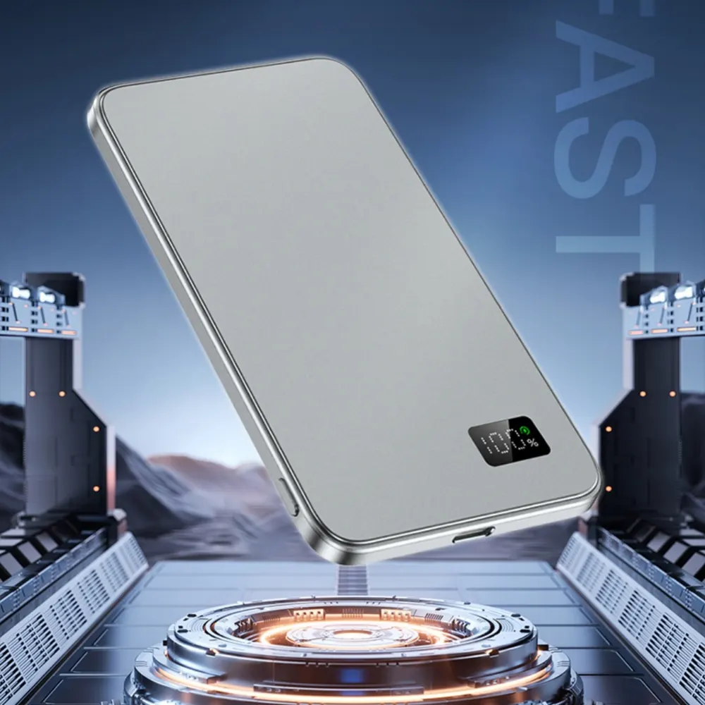 Trådlös magnetisk laddnings powerbank, kompatibel med Android, Apple Magsafe, ultralätt tunn snabbladdare för mobiltelefoner