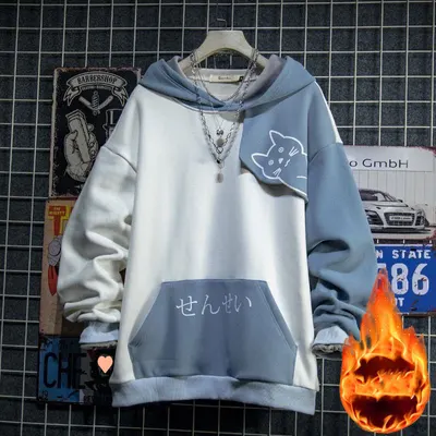Vår och höst mäns hoodjacka cool mellanlång över knä lösa vindjacka koreansk stil student trendig