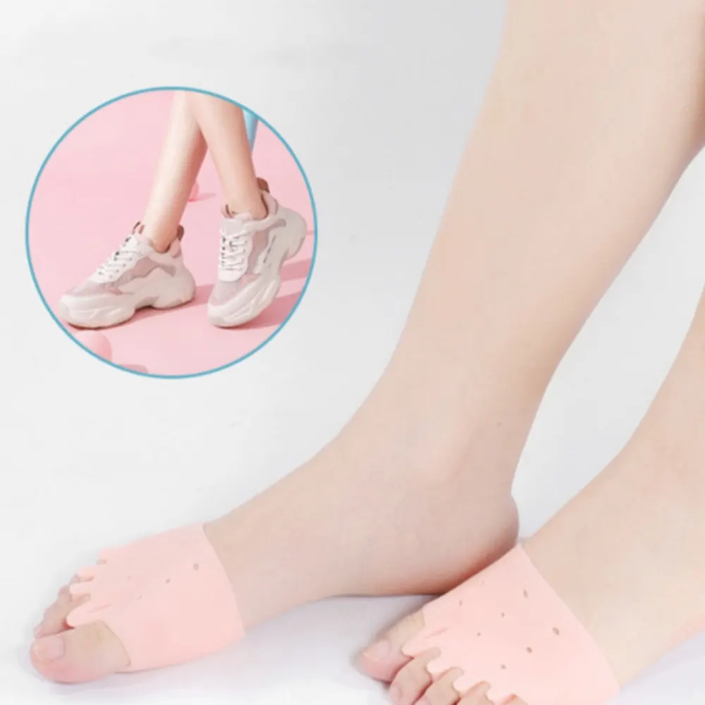 Almofada anterior do pé de colmeia com cinco orifícios transfronteiriça, amortecedora, separador de dedos, corretor de cinco dedos de silicone que separa dedos sobrepostos e hallux valgus