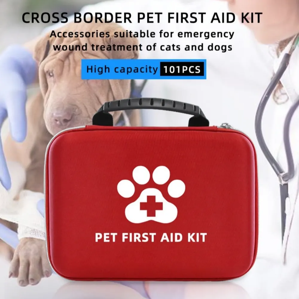 Bolsa de armazenamento doméstica portátil para tratamento de feridas de emergência de animais de estimação, conjunto