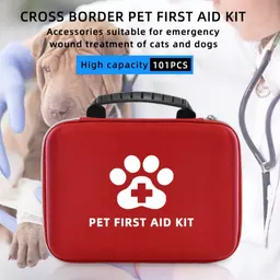 Bolsa de armazenamento doméstica portátil para tratamento de feridas de emergência de animais de estimação, conjunto