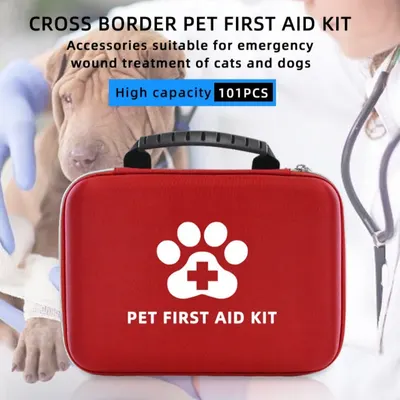 Bolsa de armazenamento doméstica portátil para tratamento de feridas de emergência de animais de estimação, conjunto