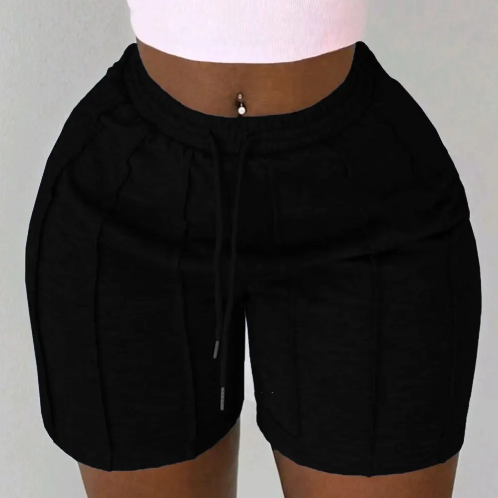 Pantalones Cortos Casuales de Verano para Mujer de Color Liso con Cordón