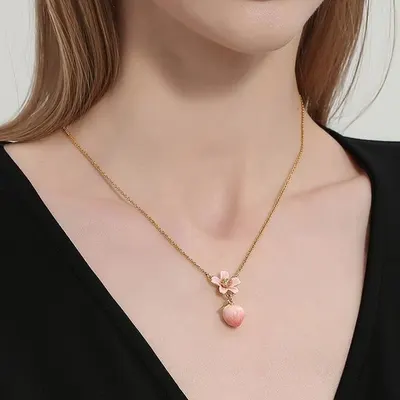 エナメル ペイント フルーツ スイート ピーチ ネックレス