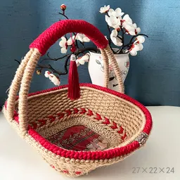 リビングルーム ツイスト 手編み 完成品 Xi Blue ファッション 手編み レトロ ナショナルウィンドバスケット
