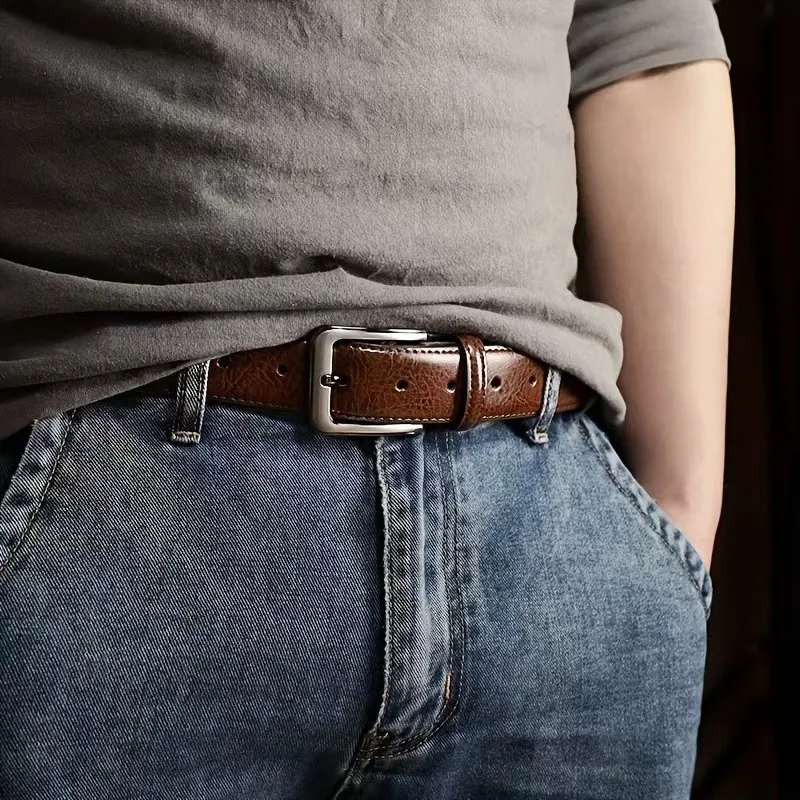 Cinto Masculino, Retro, Fivela de Pino, Simples, Versátil