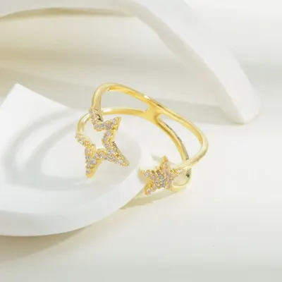 Anillo para Dedo Índice con Diseño de Estrella de Cinco Puntas, Estilo Frío Simple Femenino