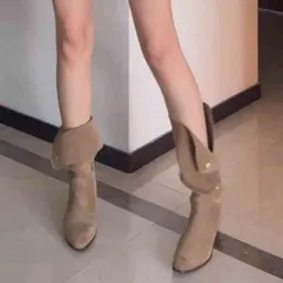 Botas estilo cowboy ocidentais de canela média, com fecho duplo