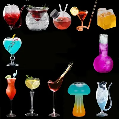 Copo de cocktail criativo de borosilicato alto copo com totem