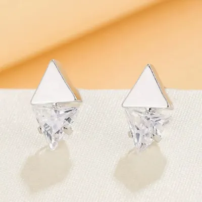 Brincos de Tachas de Zircônia Triangular e Rombo Nicho Novo para Mulheres